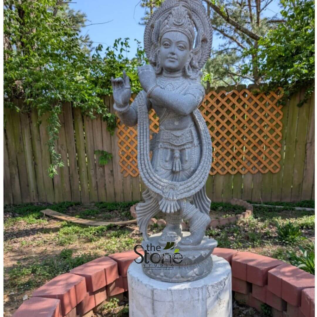 Black Stone Krishna Statue 3.5ft