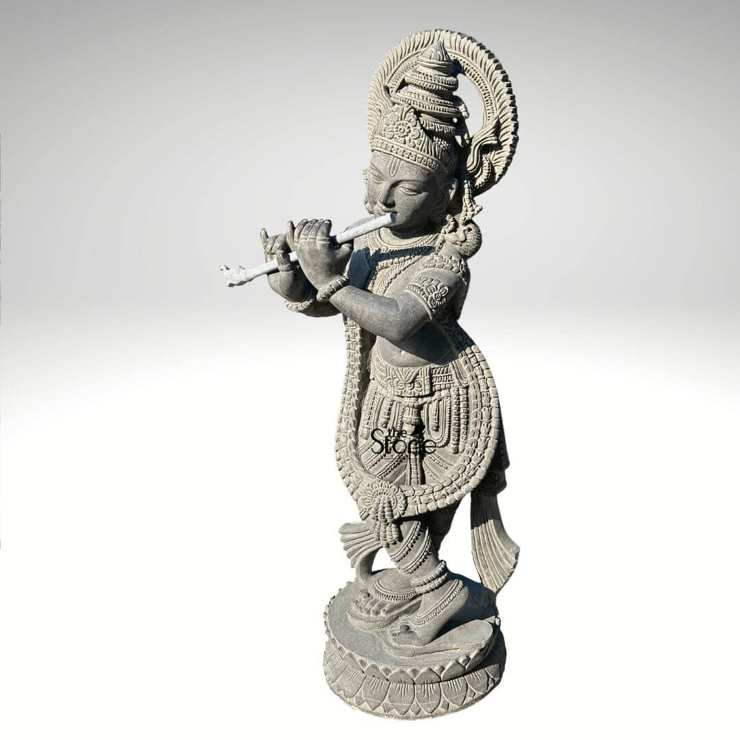 Black Stone Krishna Statue 3.5ft