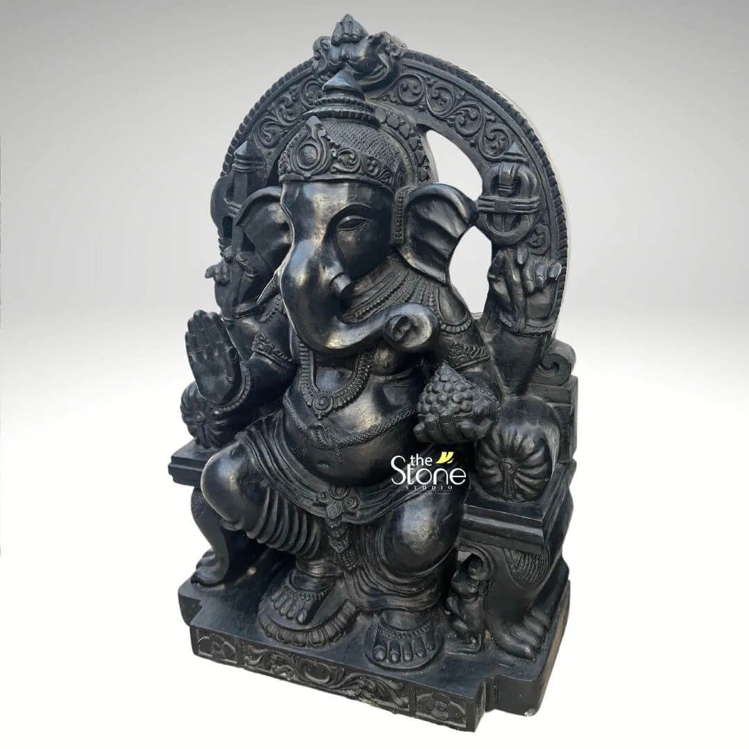 Lord Ganesha Black Stone Statue 2ft