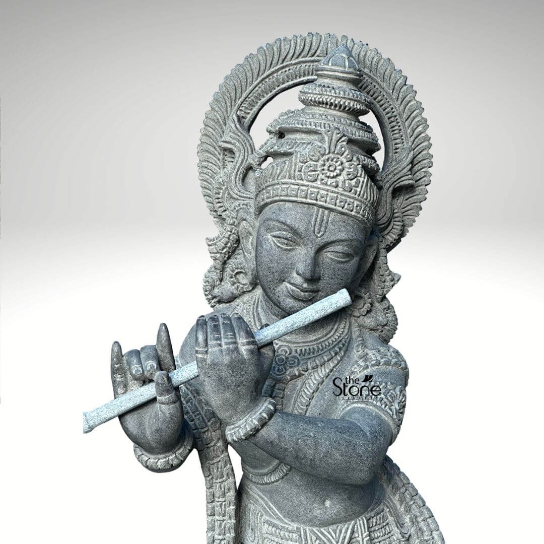 Black Stone Krishna Statue 3.5ft