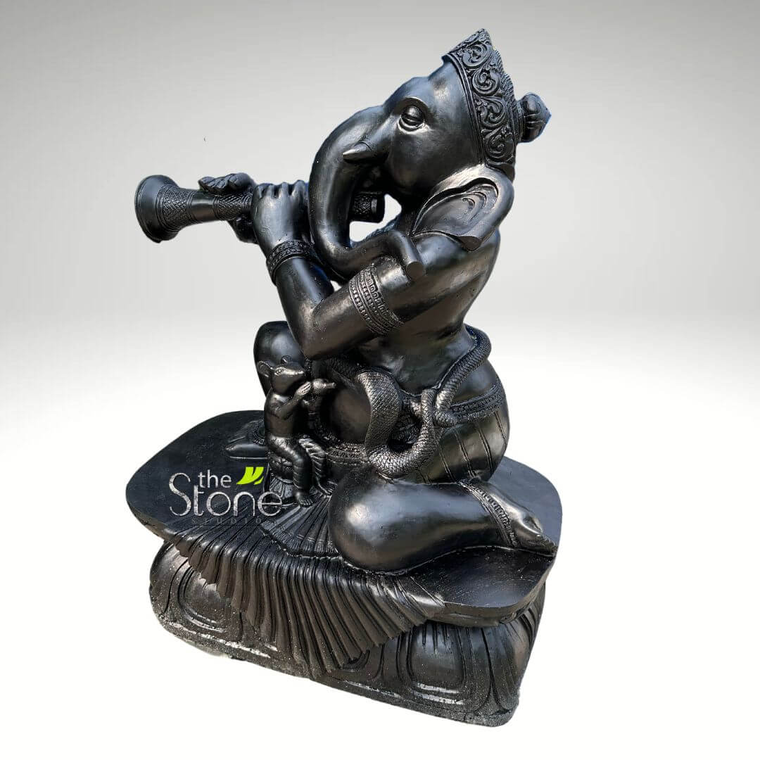 Large Stone Ganesha Playing Shehnai 60″