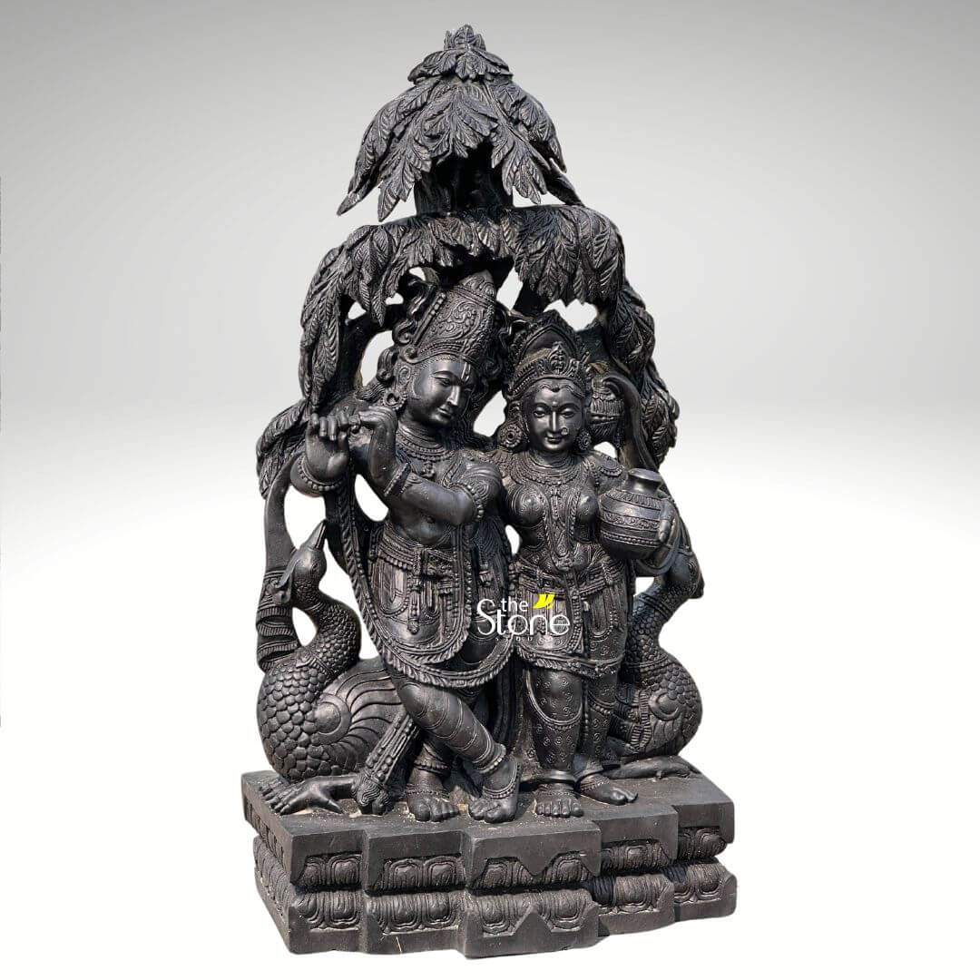 Black Stone Radha Krishna Idol 46″