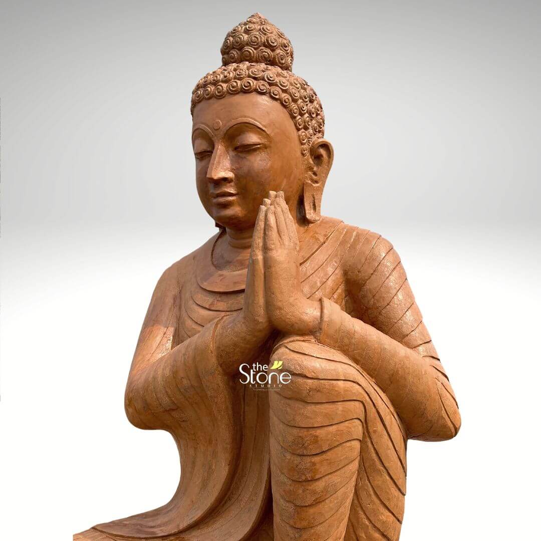 Stone Anjali Mudra Namaste Buddha Statue 6ft