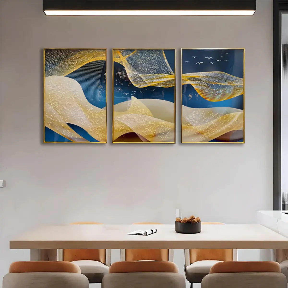 YF Northern Lights Pianistic Flow Crystal Glass Wall Art – Set of 3
