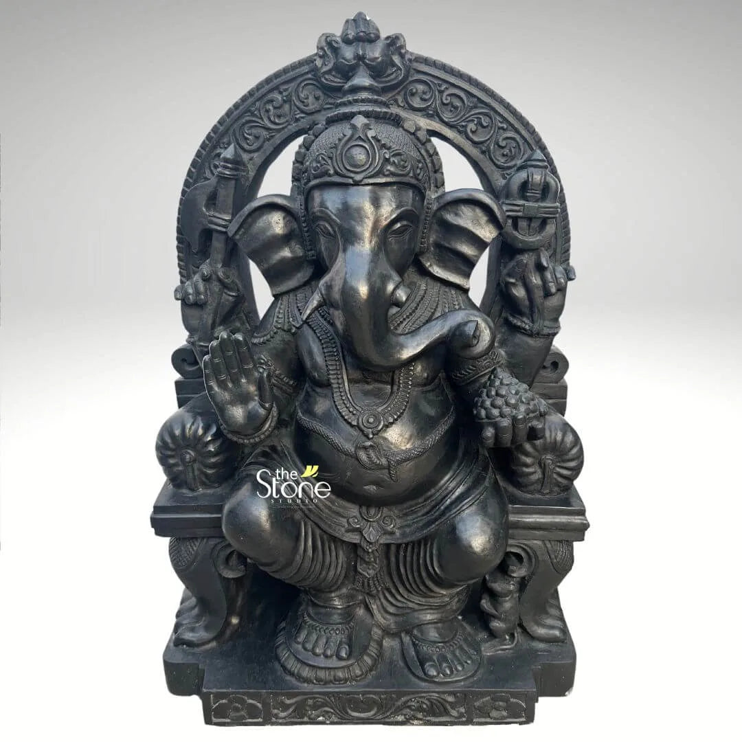 Lord Ganesha Black Stone Statue 2ft
