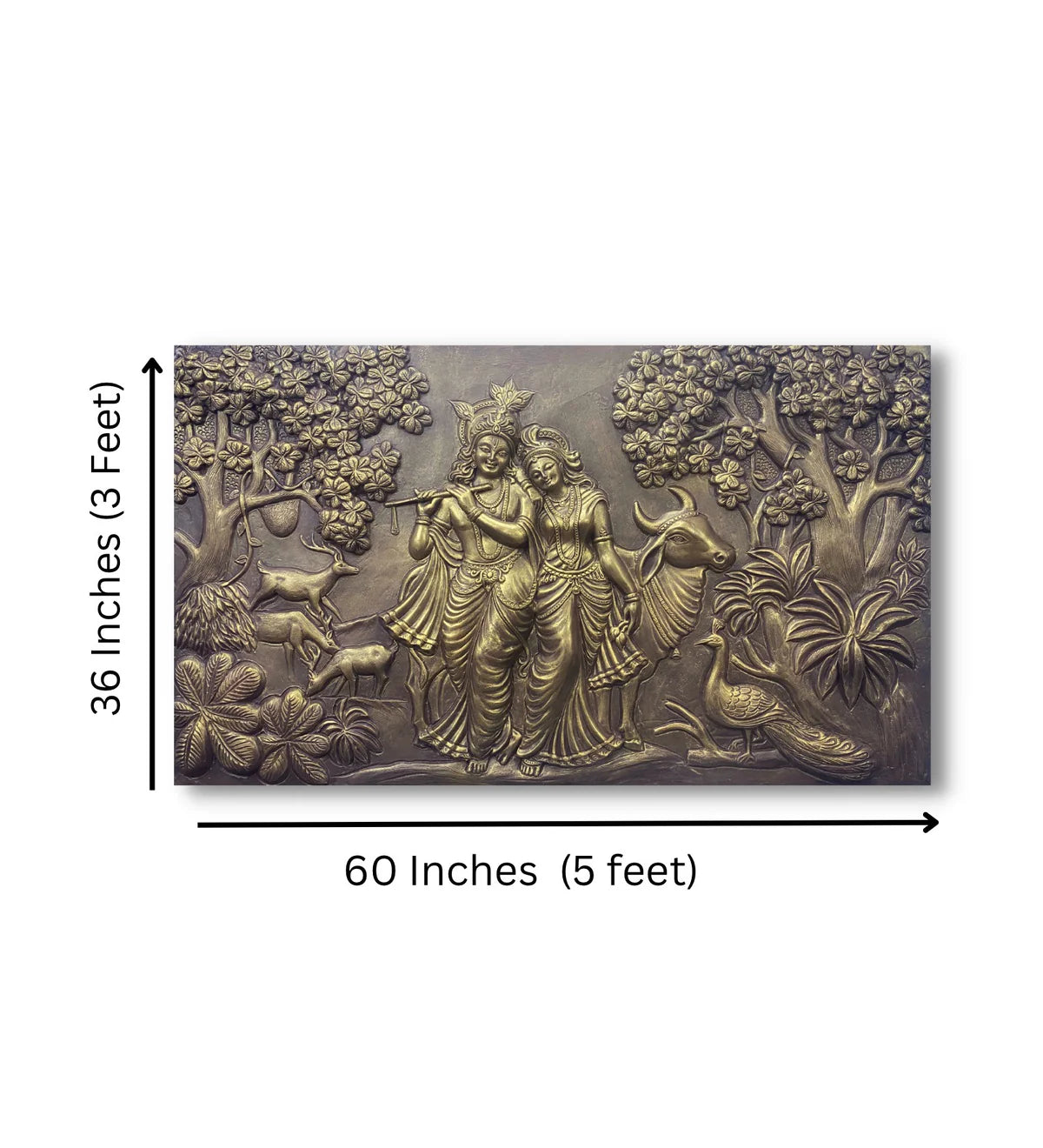5x3 Feet Radha Krishna 3D Elevation Sculpture Relief Mural Wall Art
