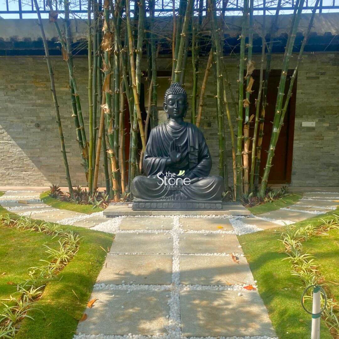 Fibre Black Buddha Statue 5ft