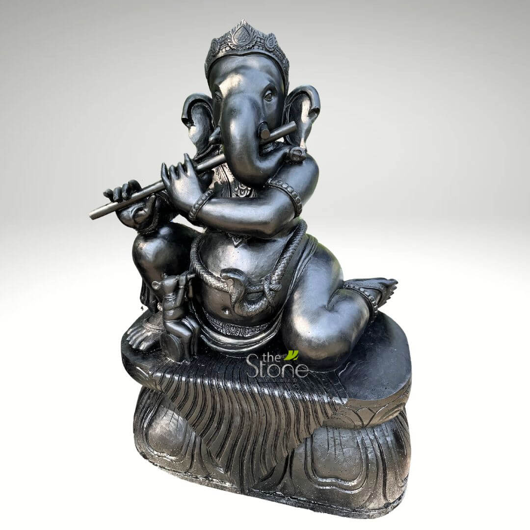 Flute Ganesha Stone Statue 5ft