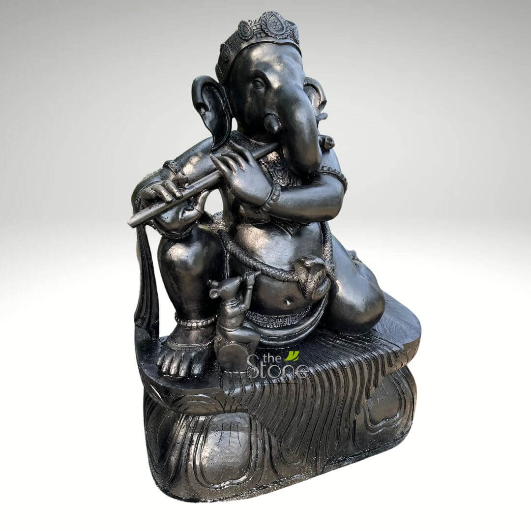 Flute Ganesha Stone Statue 5ft