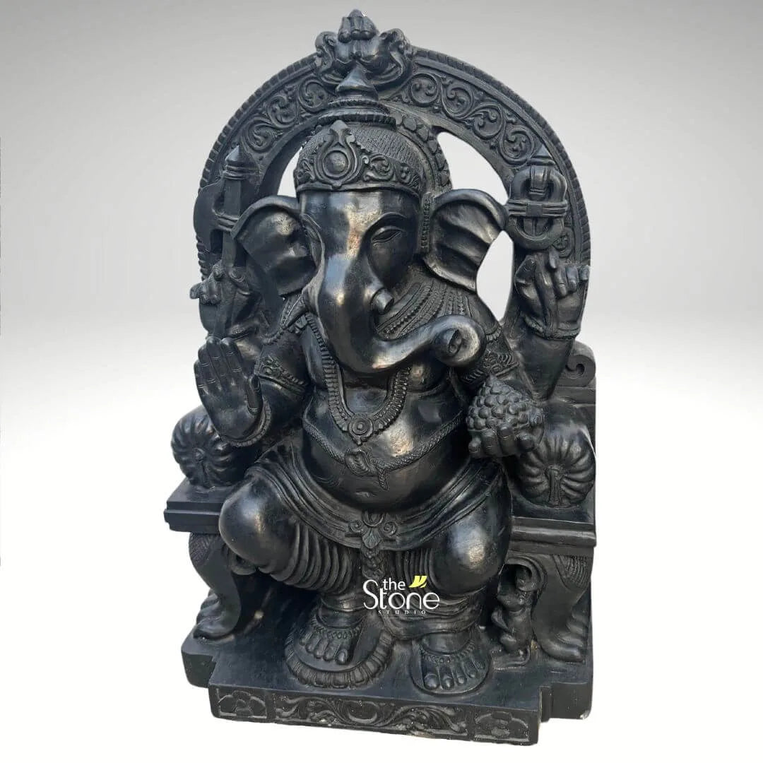 Lord Ganesha Black Stone Statue 2ft