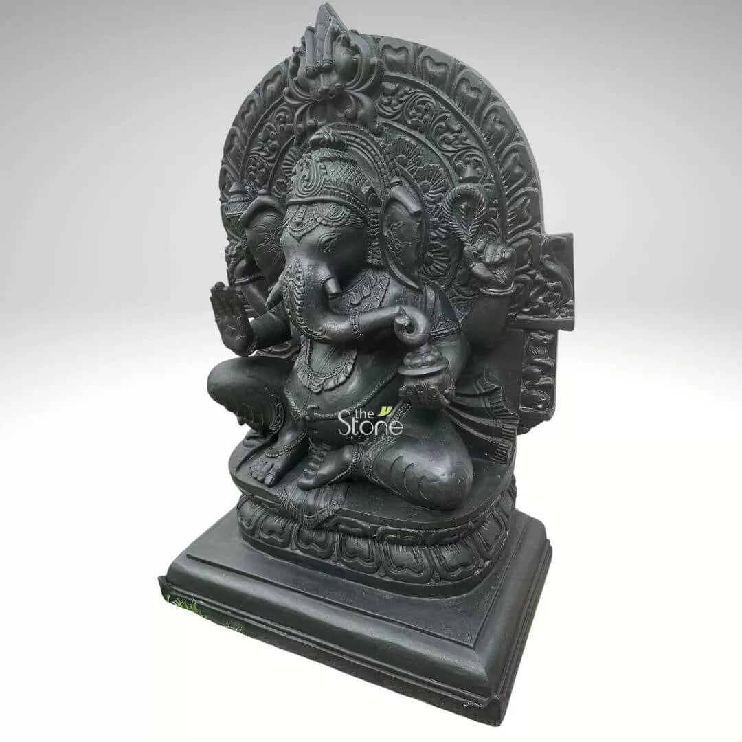Black Stone Ganesha Murti 30″