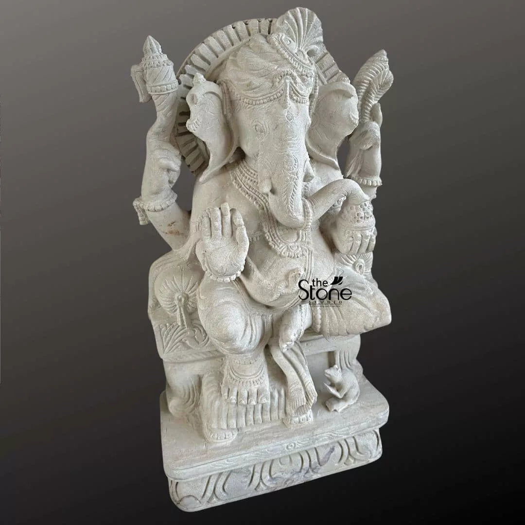 White Sandstone Ganesha Statue 2.5ft