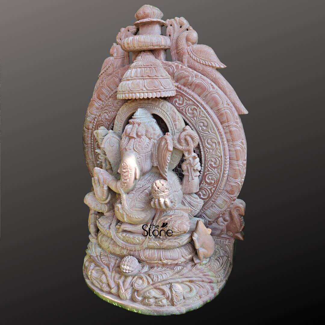 Pink Stone Ganesha Statue For Home 18″