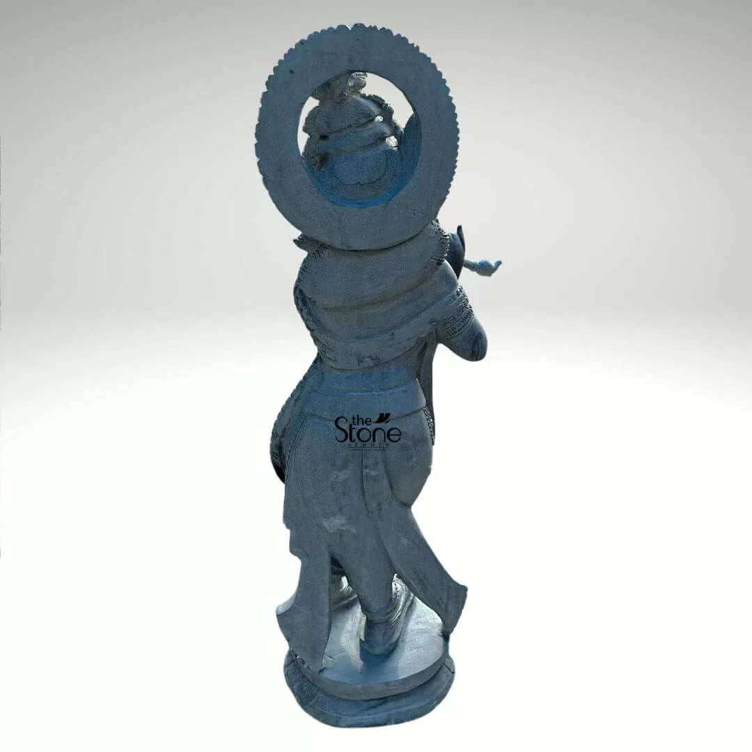 Black Stone Krishna Statue 3.5ft