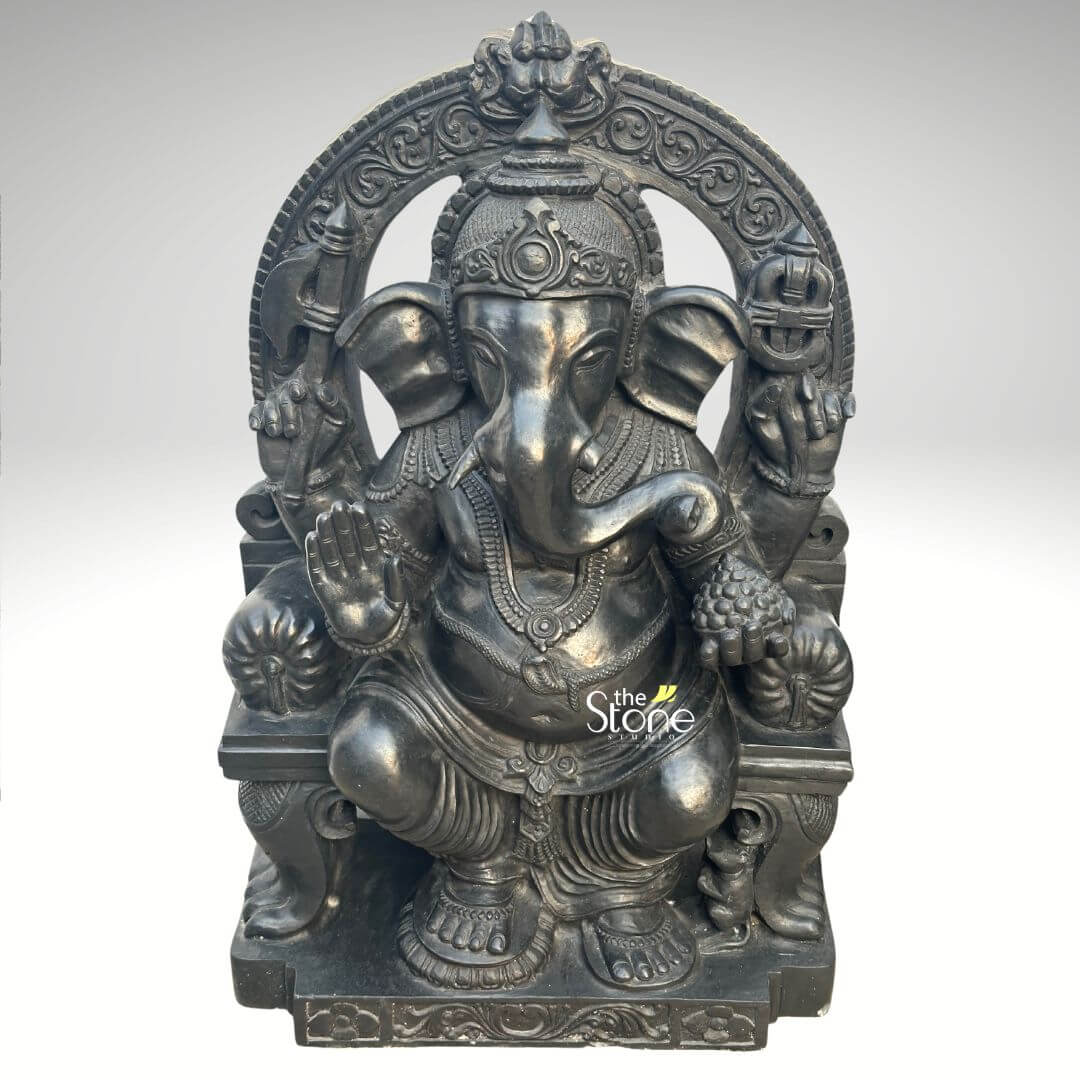 Lord Ganesha Black Stone Statue 2ft