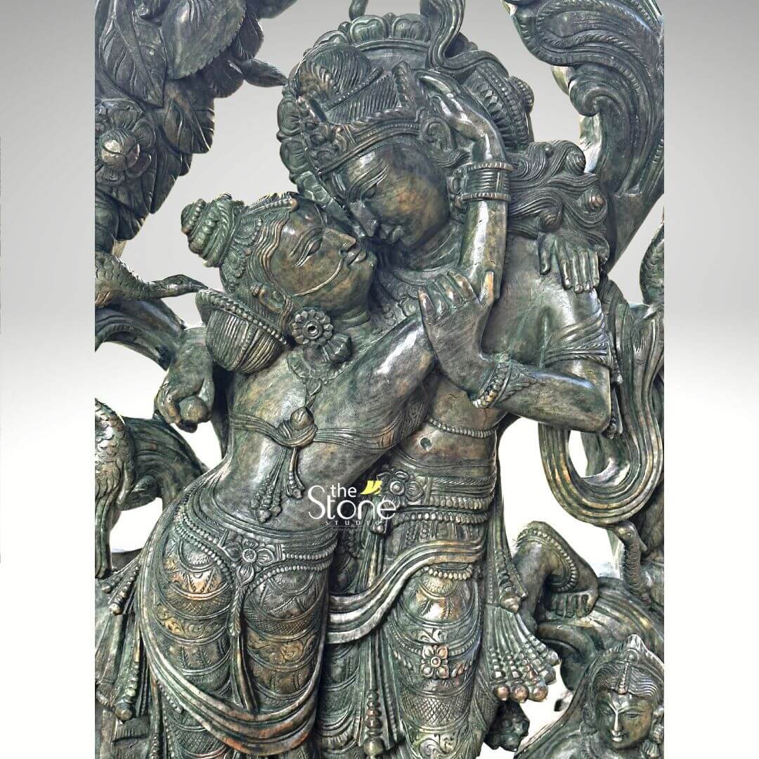 Green Stone Radha Krishna Statue 1.5ft