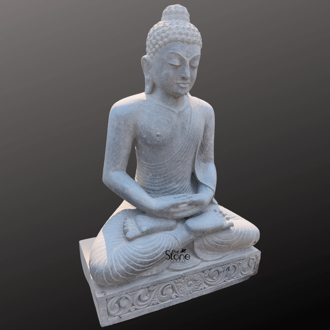Black Stone Buddha Statue in Sitting Position 3ft