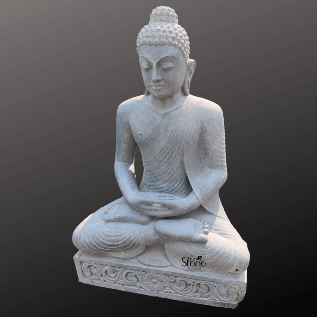 Black Stone Buddha Statue in Sitting Position 3ft