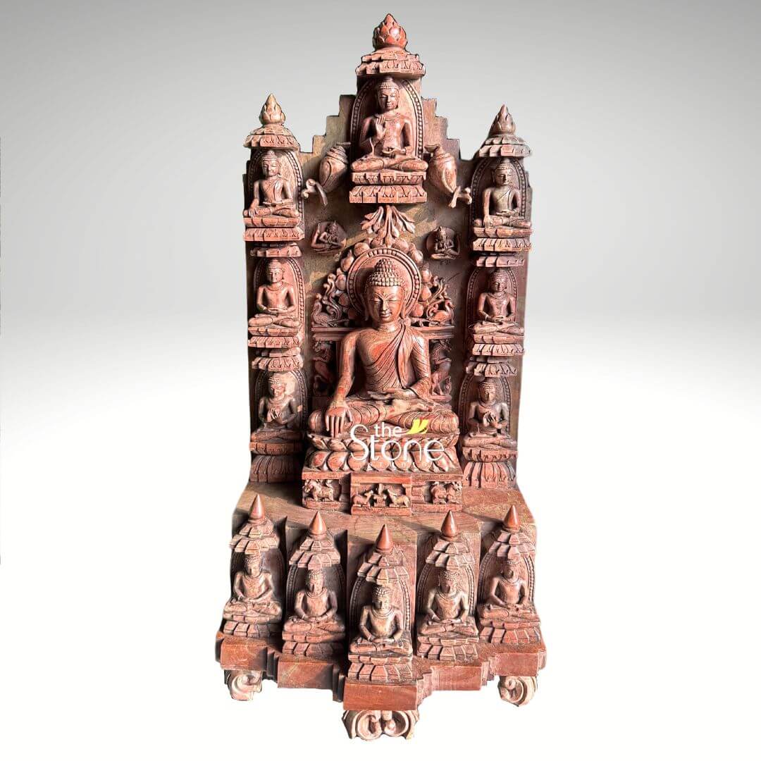 Buddha Pink Stone Gift Statue 1ft
