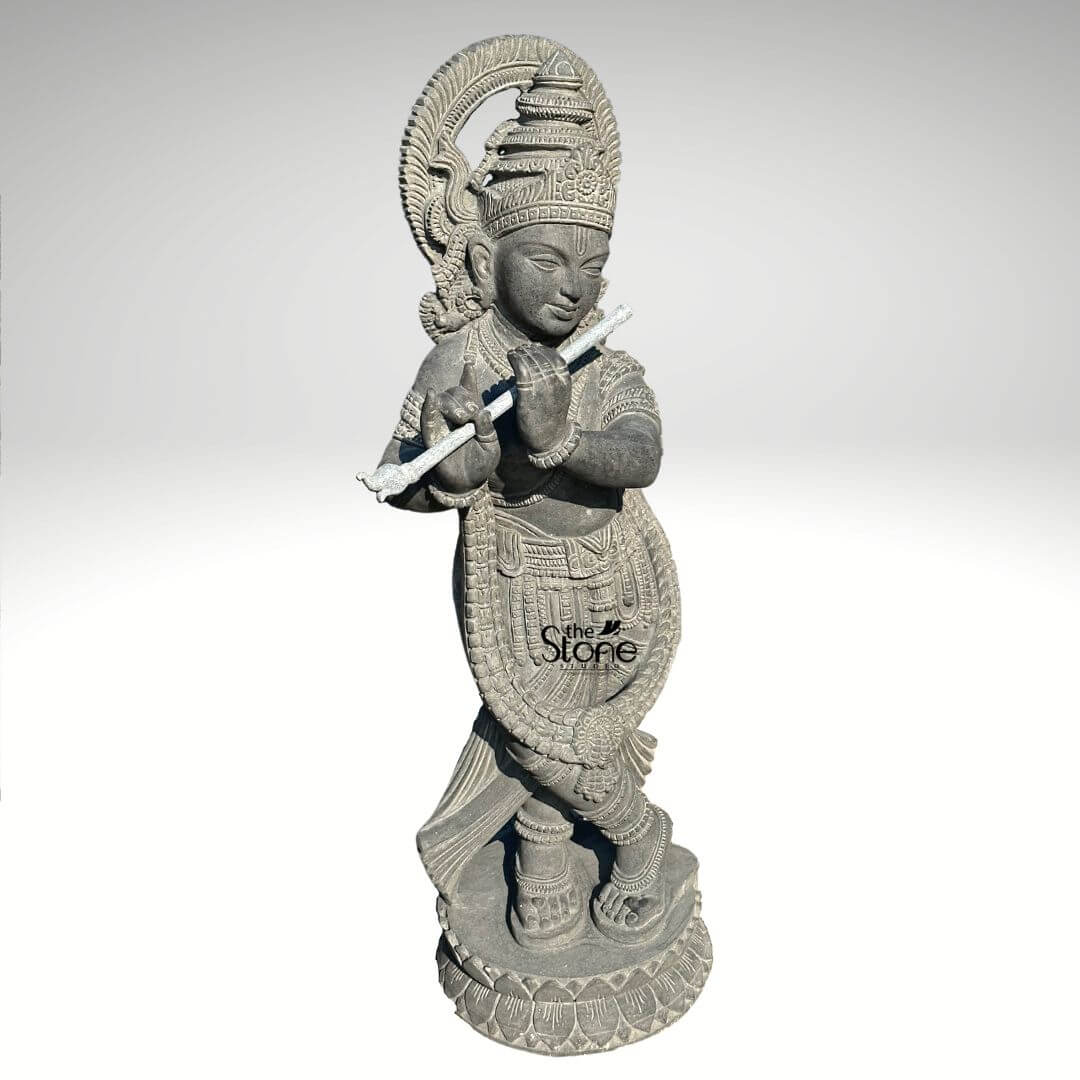Black Stone Krishna Statue 3.5ft