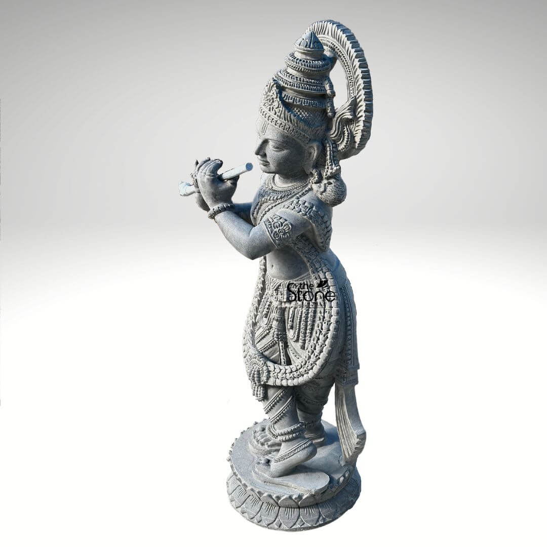 Black Stone Krishna Statue 3.5ft