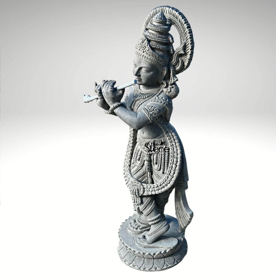 Black Stone Krishna Statue 3.5ft