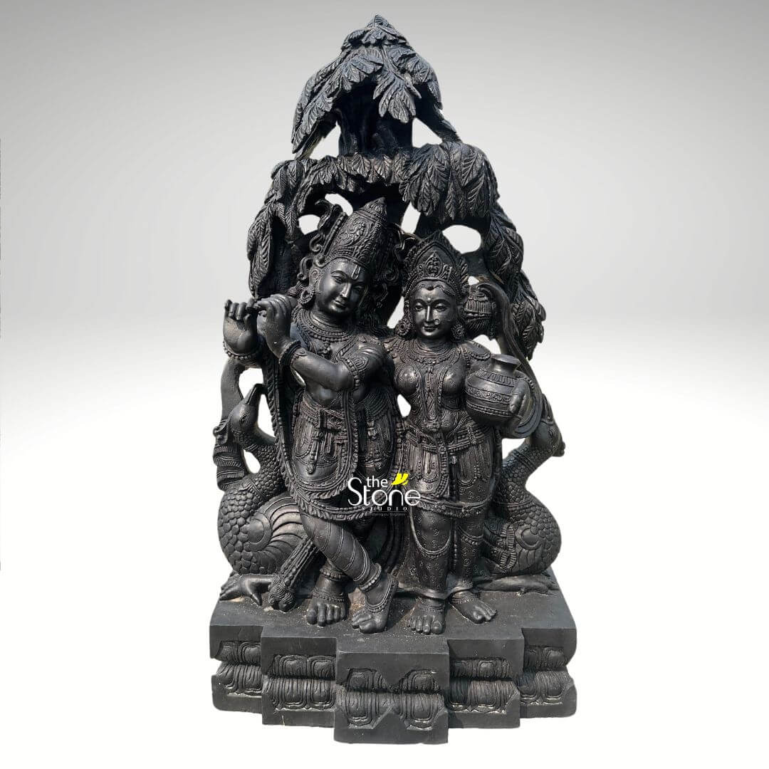 Black Stone Radha Krishna Idol 46″