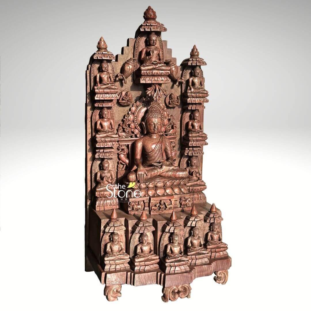 Buddha Pink Stone Gift Statue 1ft