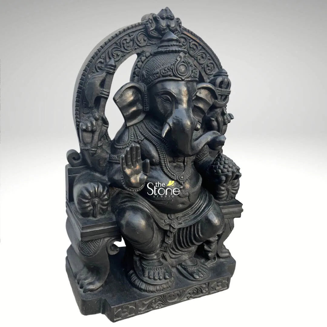 Lord Ganesha Black Stone Statue 2ft