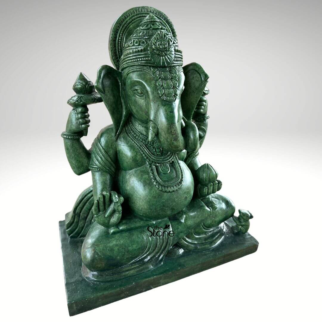 Green Ganesha Idol 15″