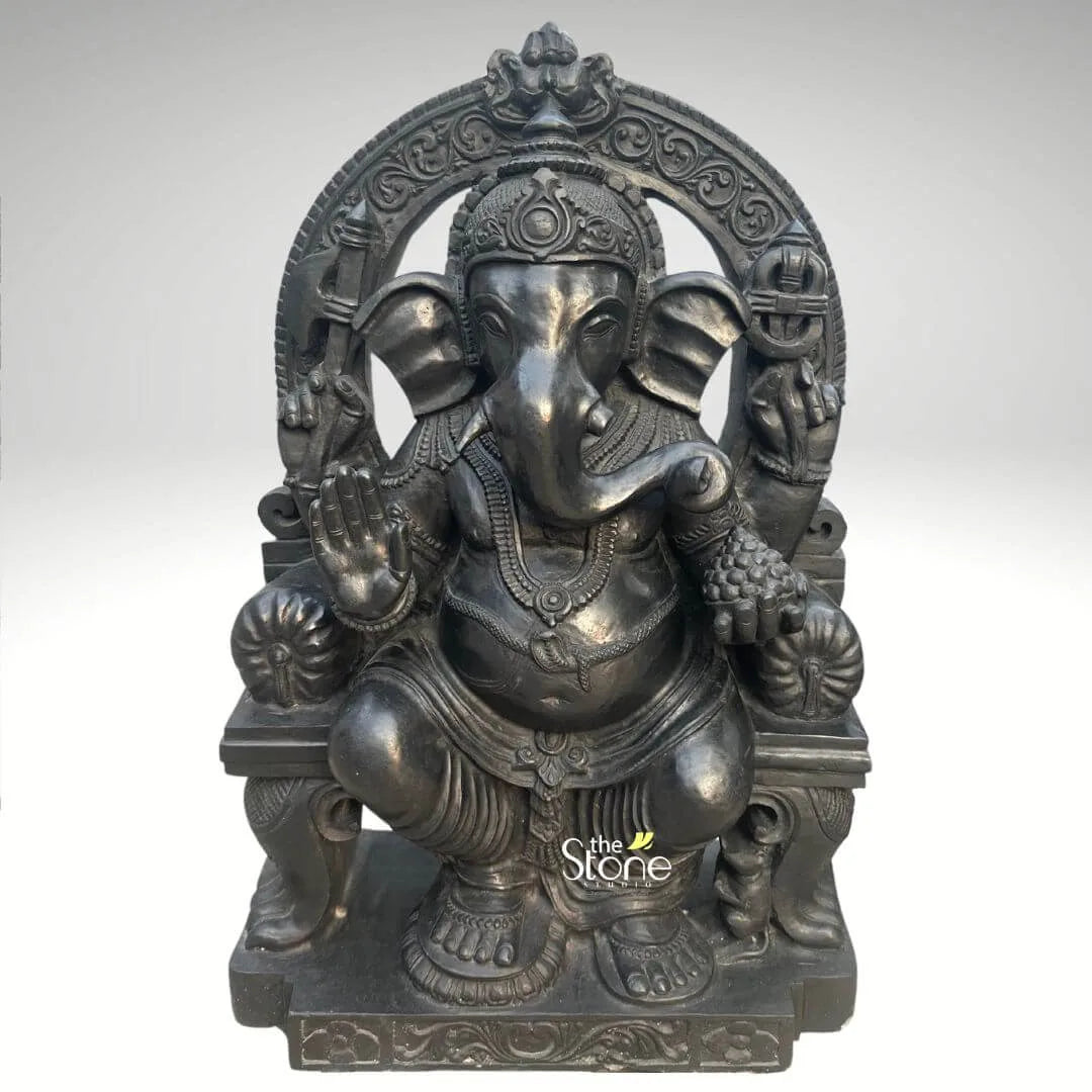 Lord Ganesha Black Stone Statue 2ft