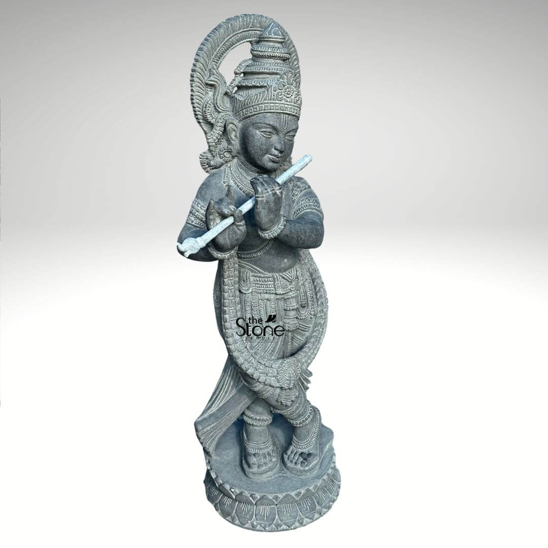 Black Stone Krishna Statue 3.5ft