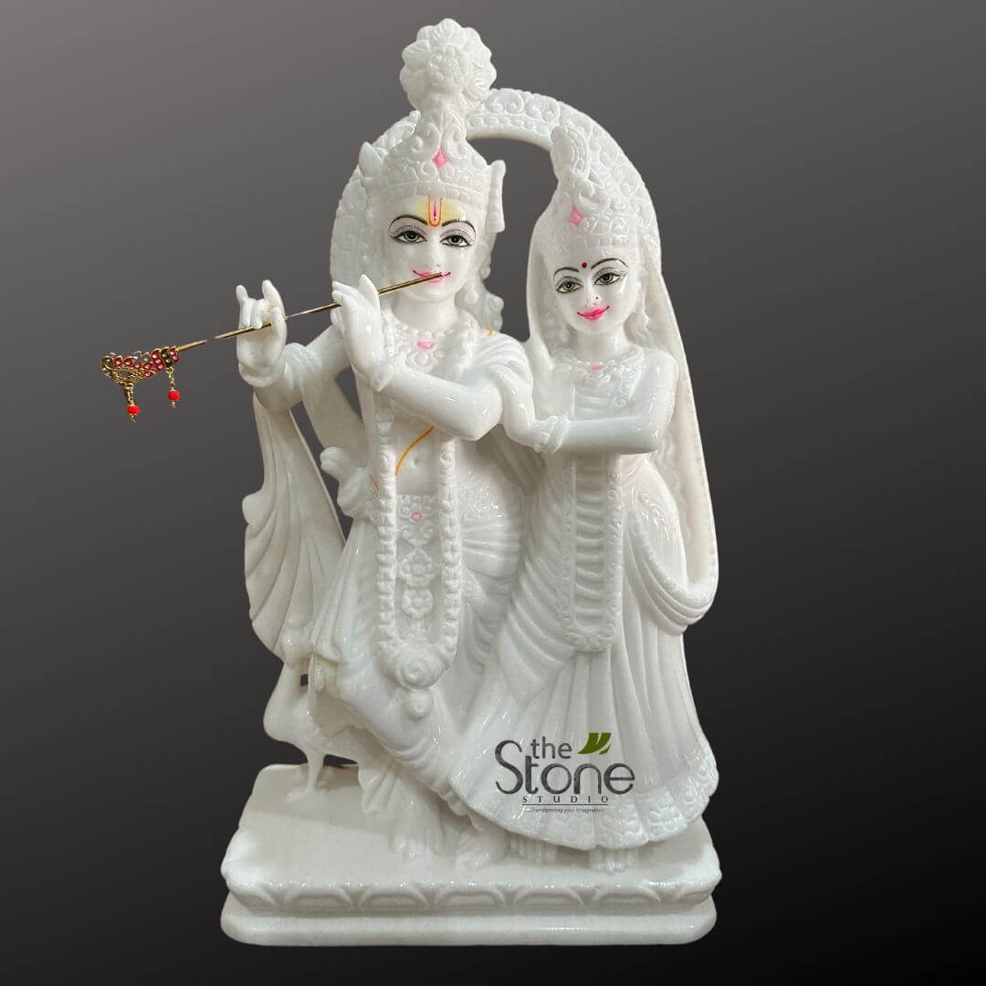 18 inch Marble Radha Krishna Statue
