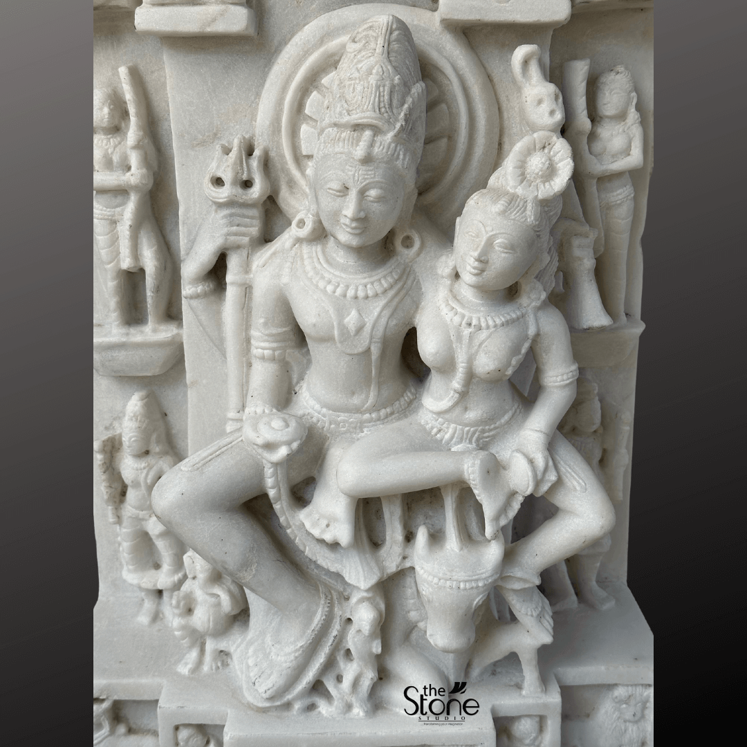 Shiv Parvati Marble Statue 24″