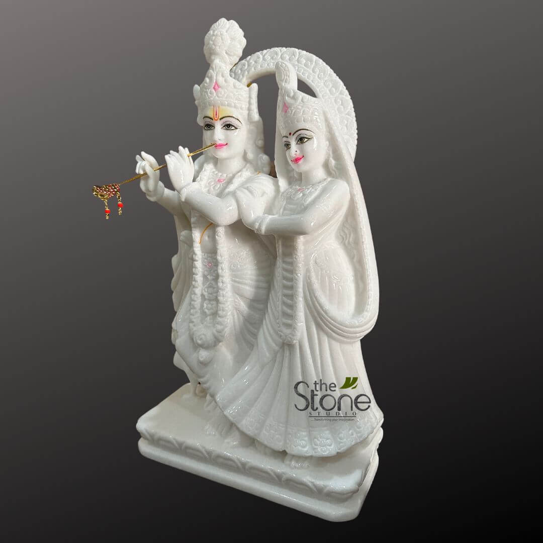 18 inch Marble Radha Krishna Statue