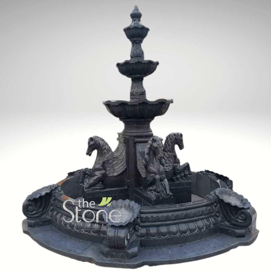 Black Marble Fountain Sculpture 8ft