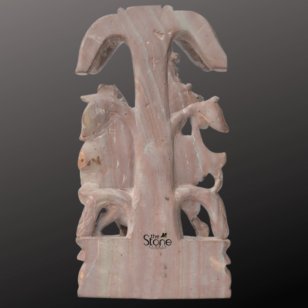 Radha Krishna Statue in Pink Stone 12″