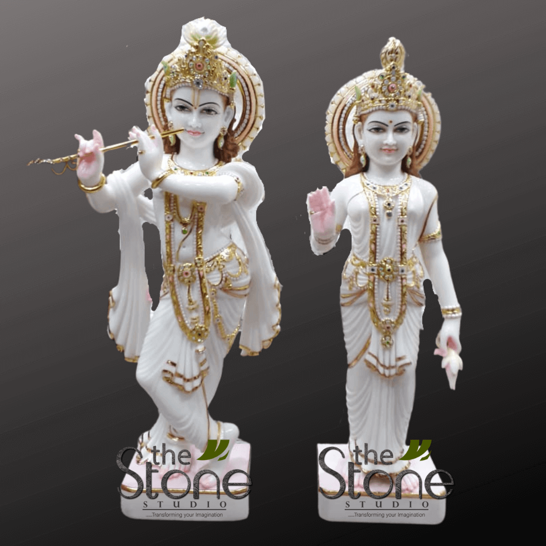 Radha Krishna Marble Murti 36″