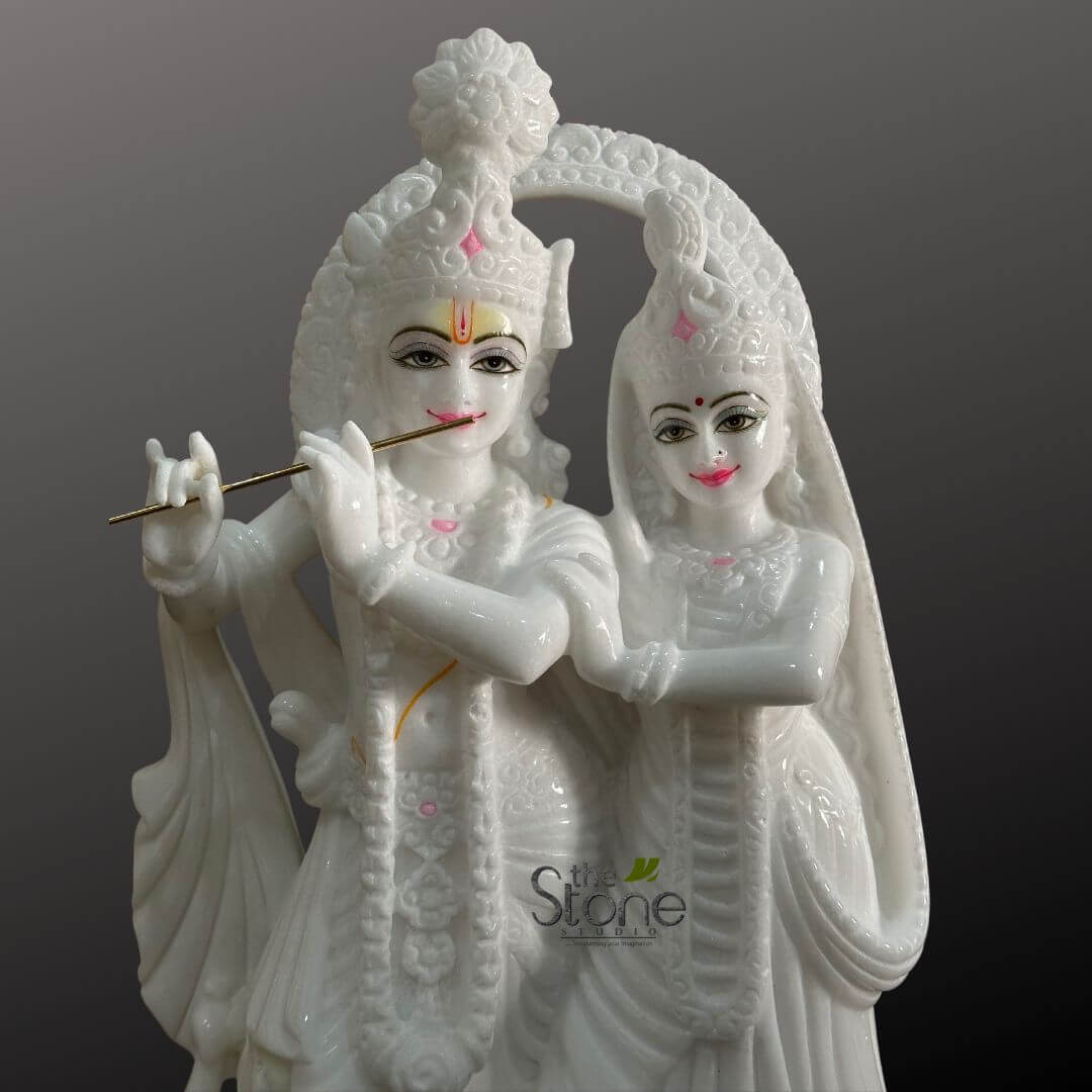 18 inch Marble Radha Krishna Statue