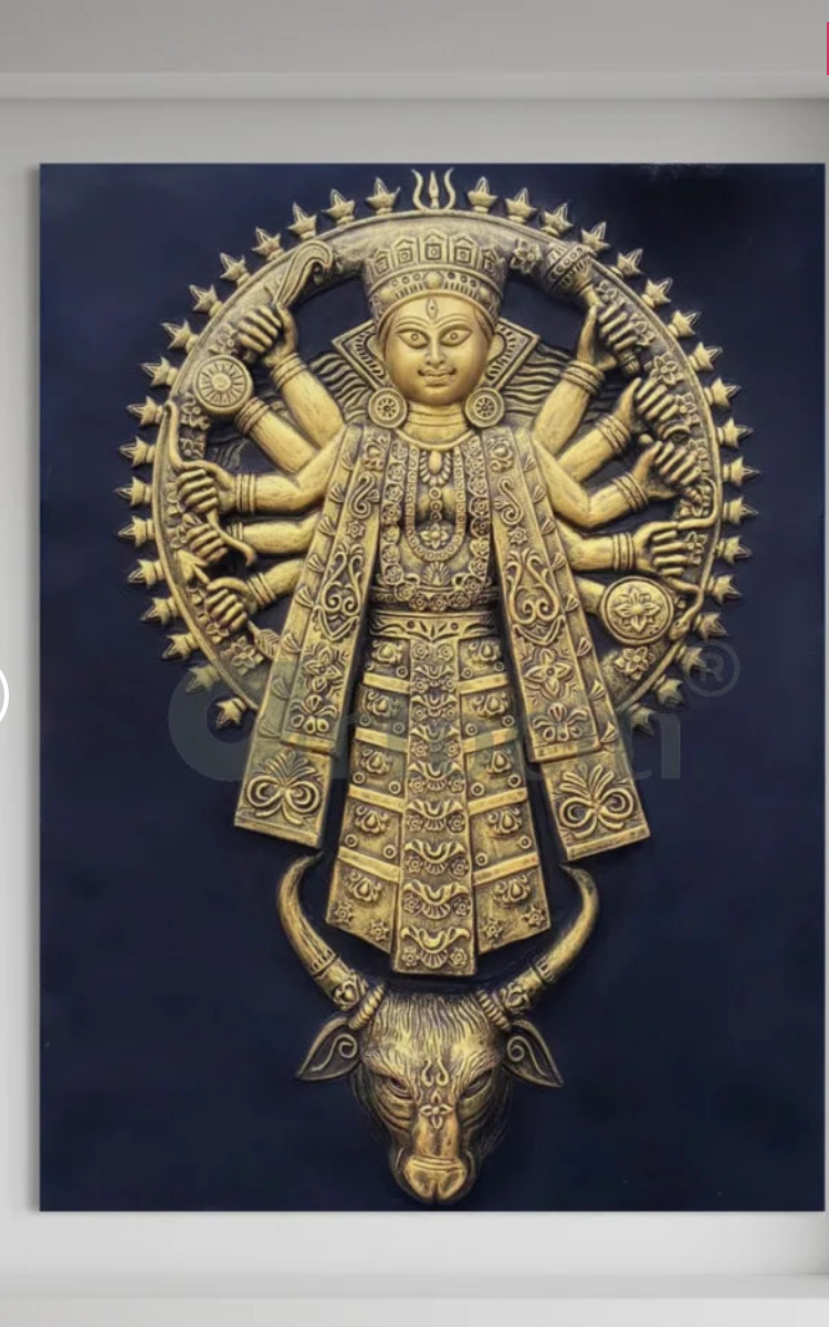 Goddess Durga 3D Relief Mural Wall Art (4x3 Feet)