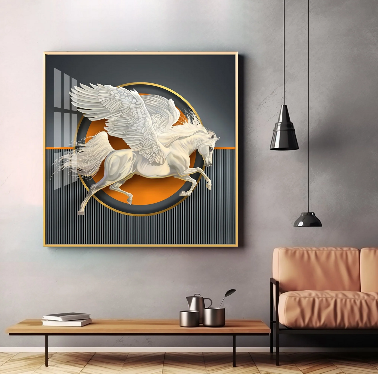Flying Horse Business Success Premium Acrylic Square Wall Art