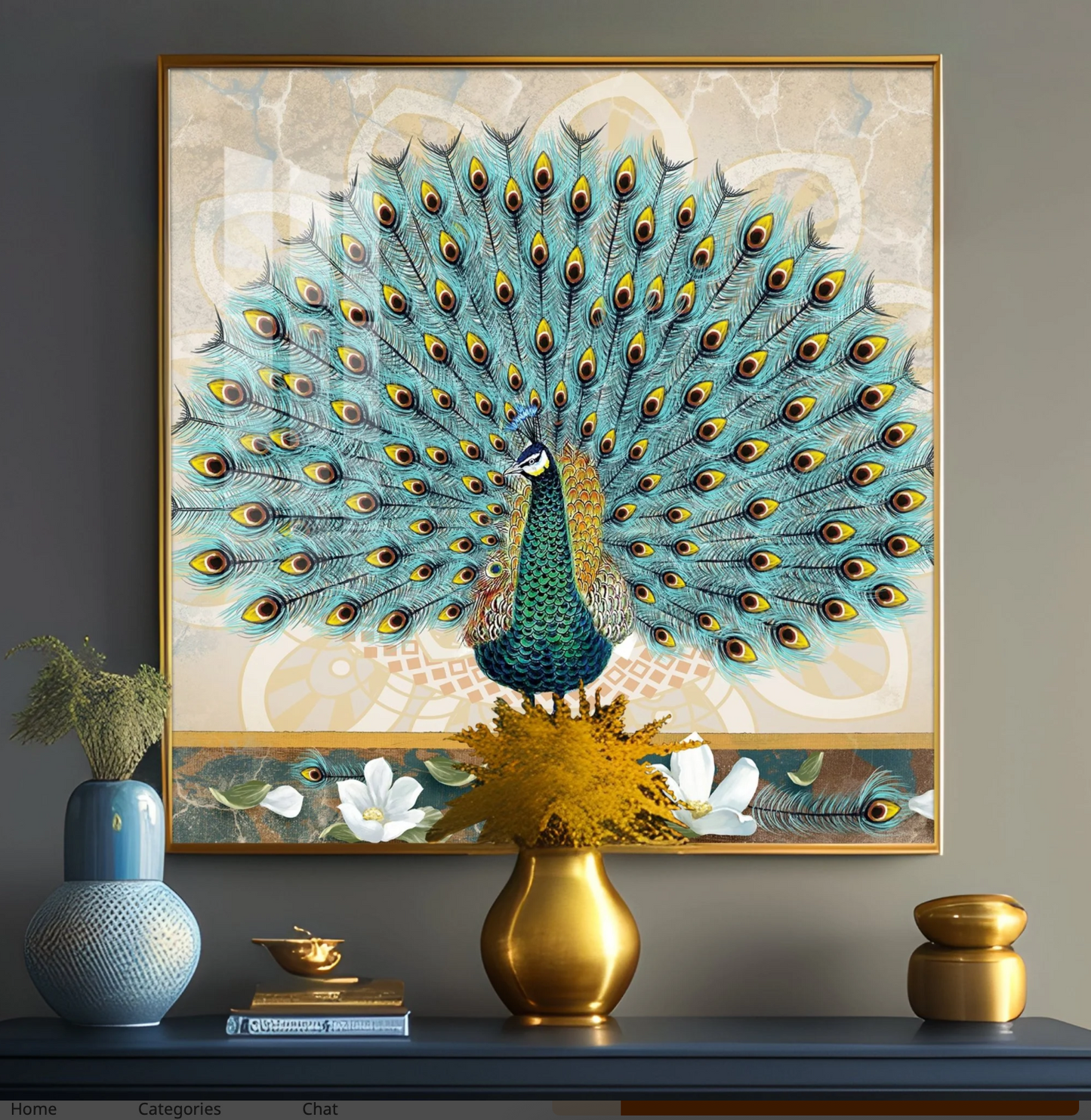 Beautiful Peacock Premium Acrylic Square Wall Art