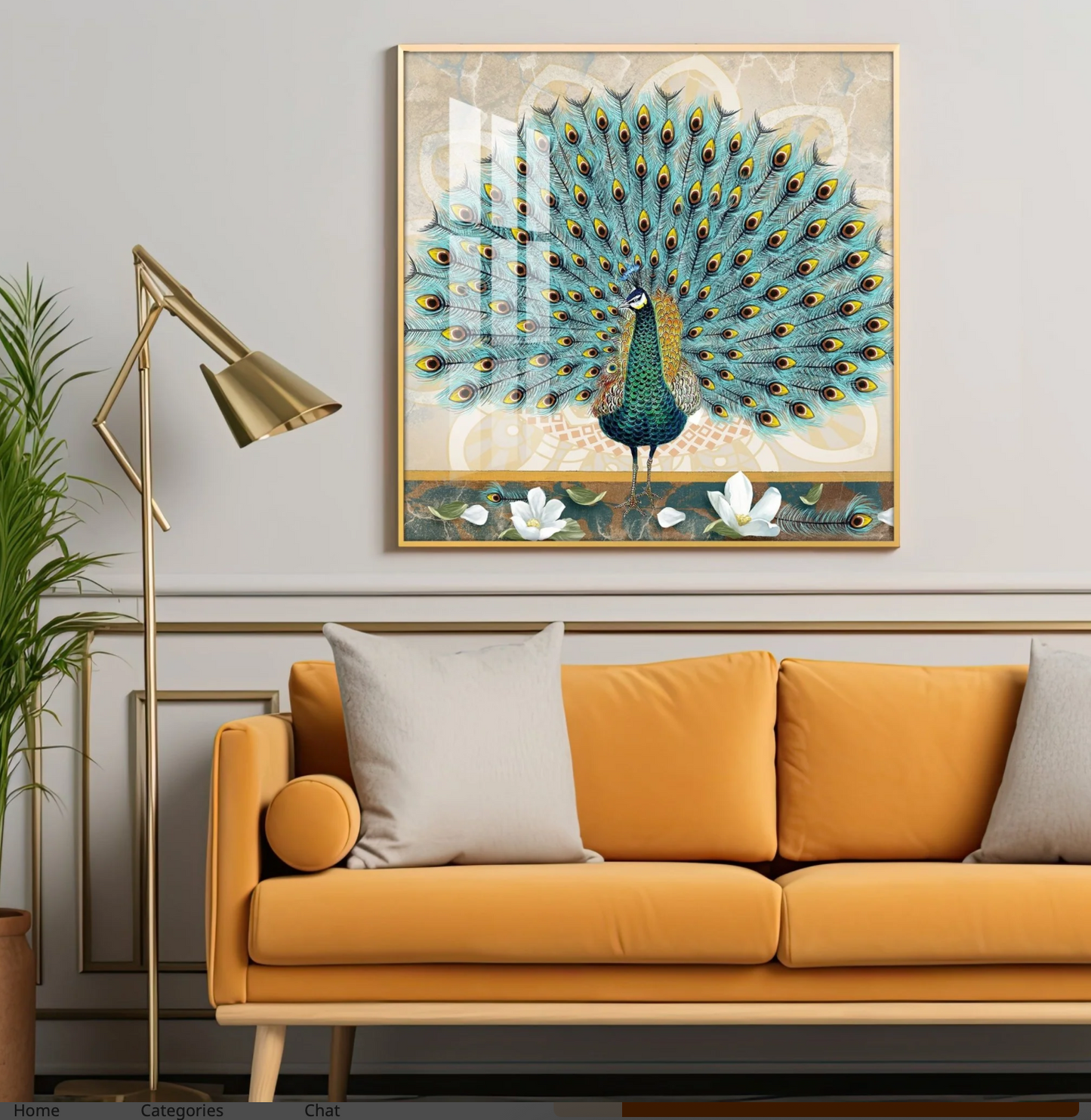 Beautiful Peacock Premium Acrylic Square Wall Art
