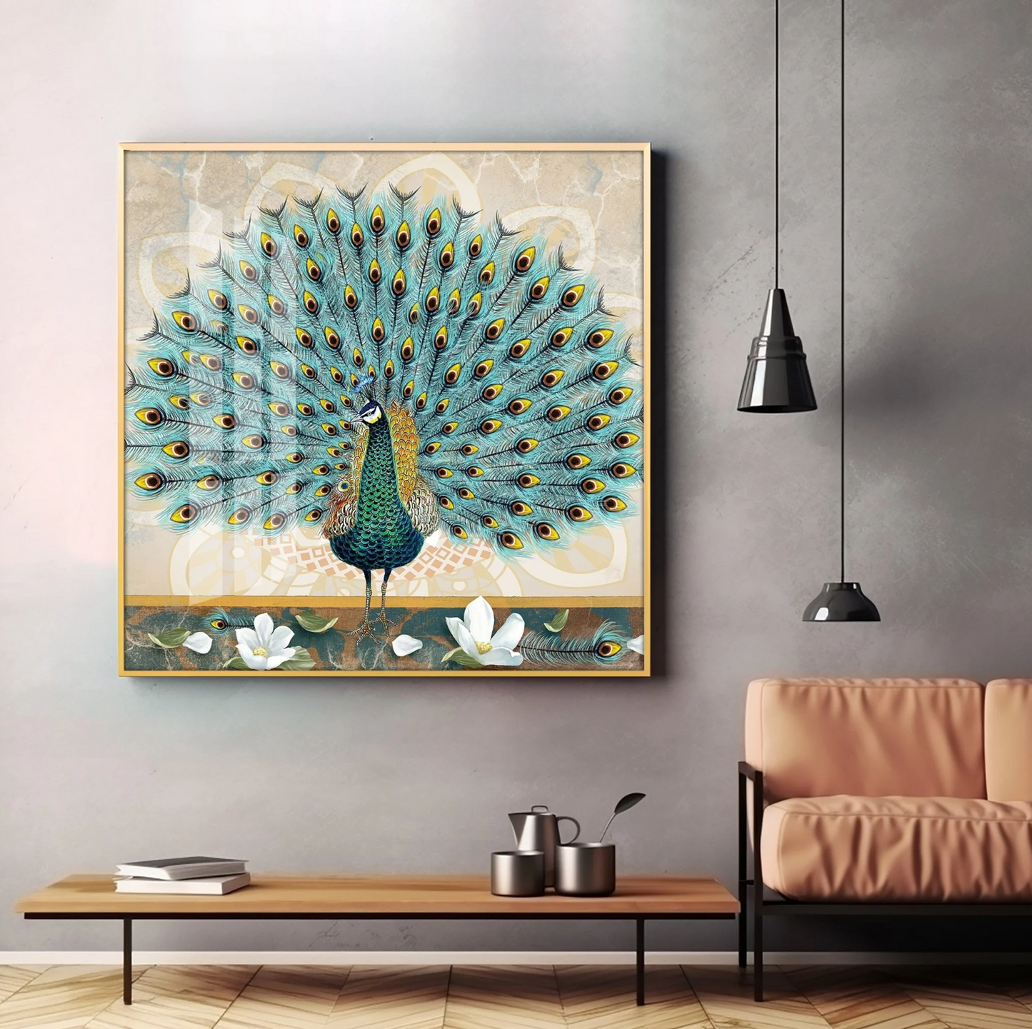 Beautiful Peacock Premium Acrylic Square Wall Art
