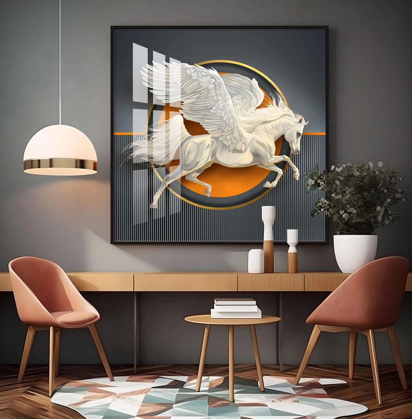 Flying Horse Business Success Premium Acrylic Square Wall Art
