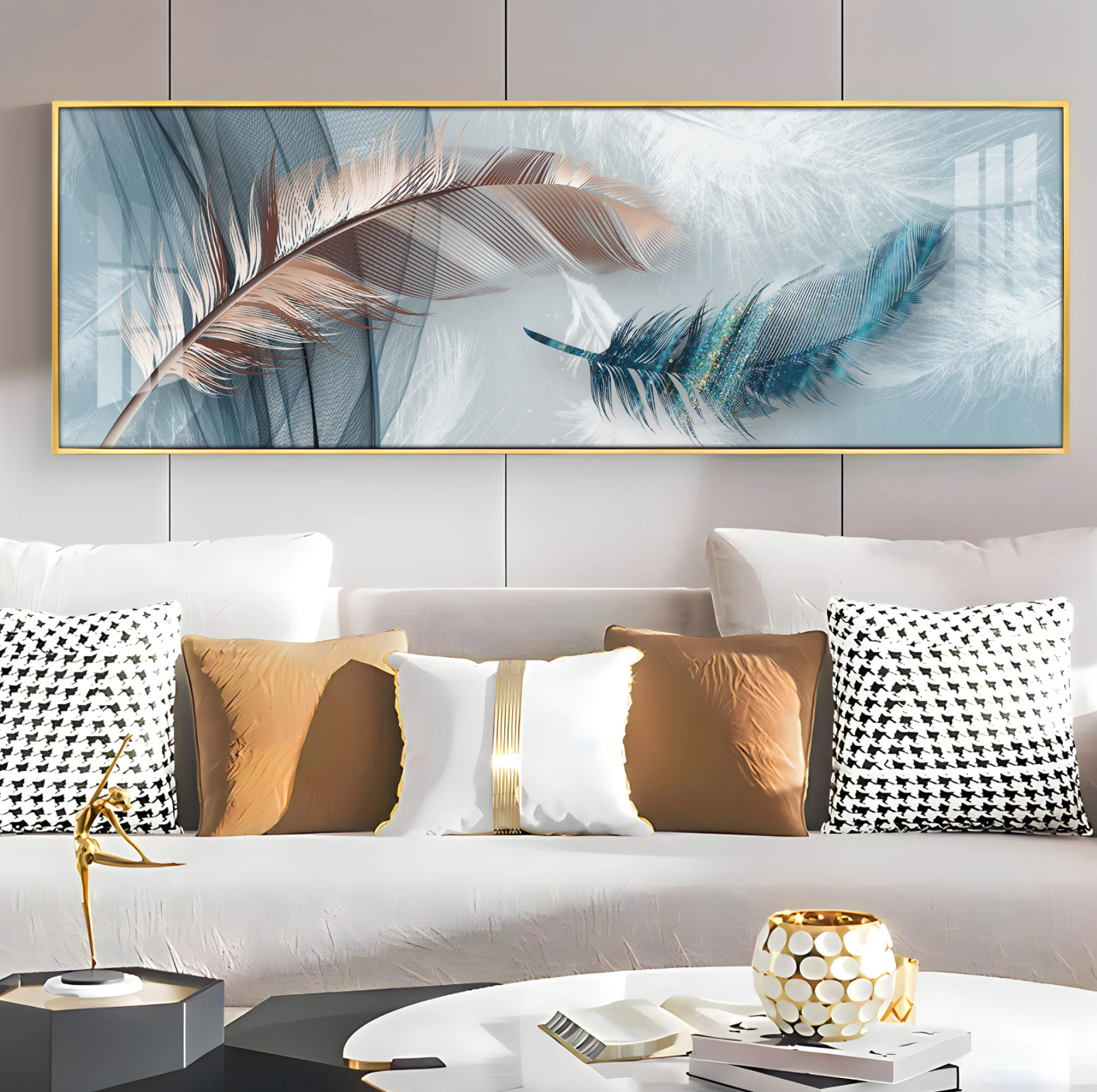 Mesmerising Feathers Premium Acrylic Horizontal Wall Art