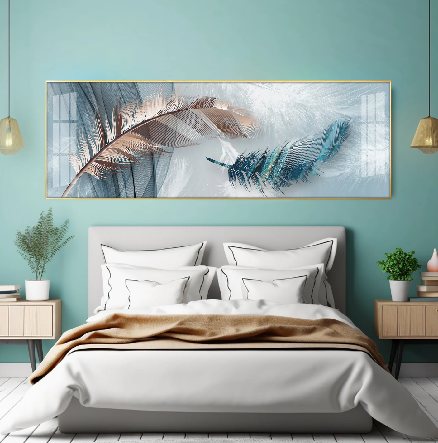 Mesmerising Feathers Premium Acrylic Horizontal Wall Art