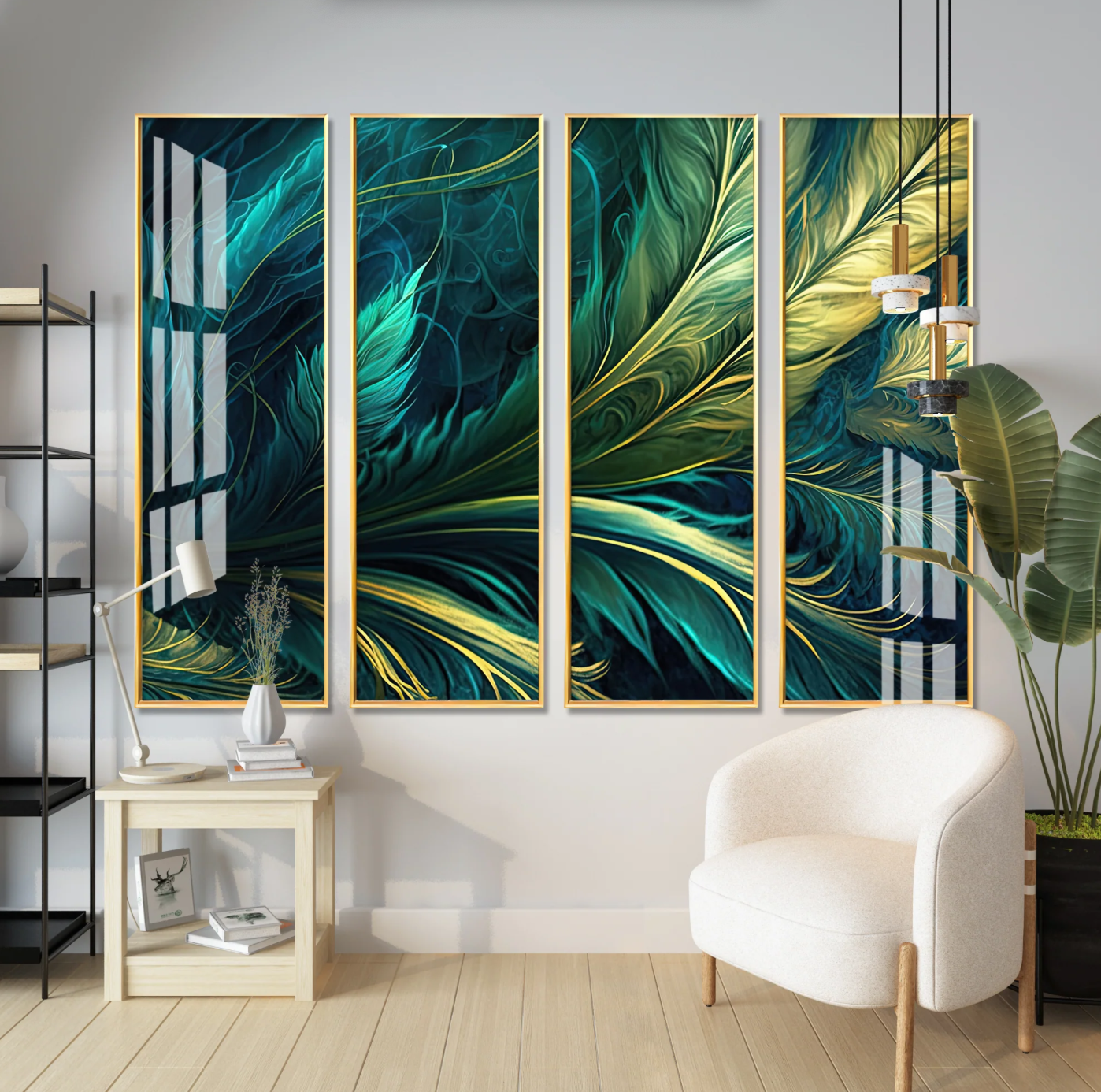 Tropical Leaves Premium Acrylic Vertical Wall Art (set of 4)