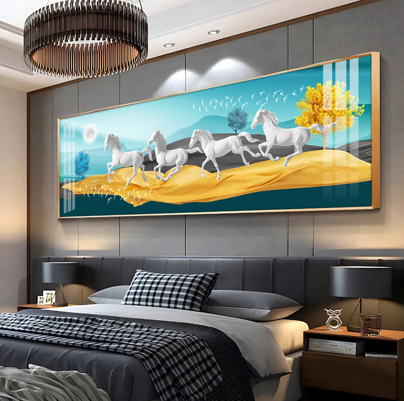 Beautiful Vastu Running Horse Premium Acrylic Horizontal Wall Art
