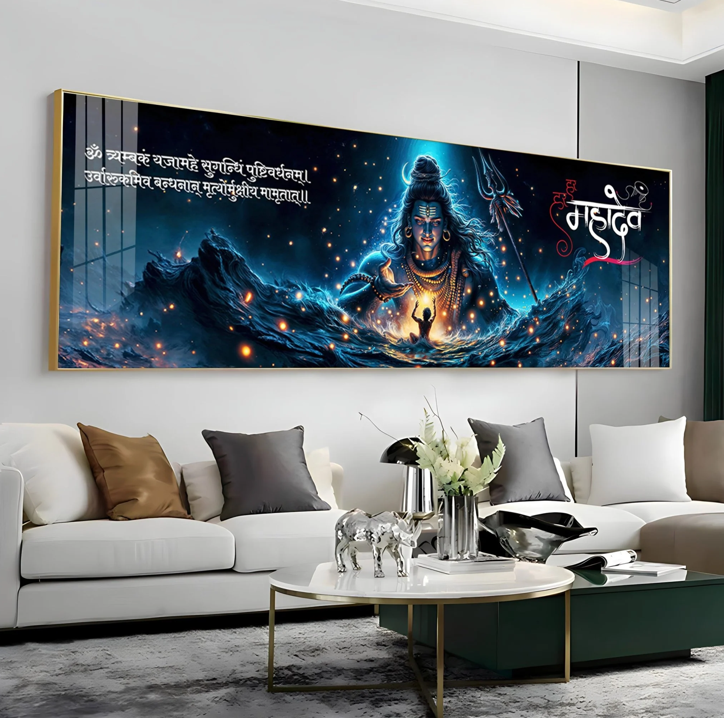 Har Har Mahadev Premium Acrylic Horizontal Wall Art
